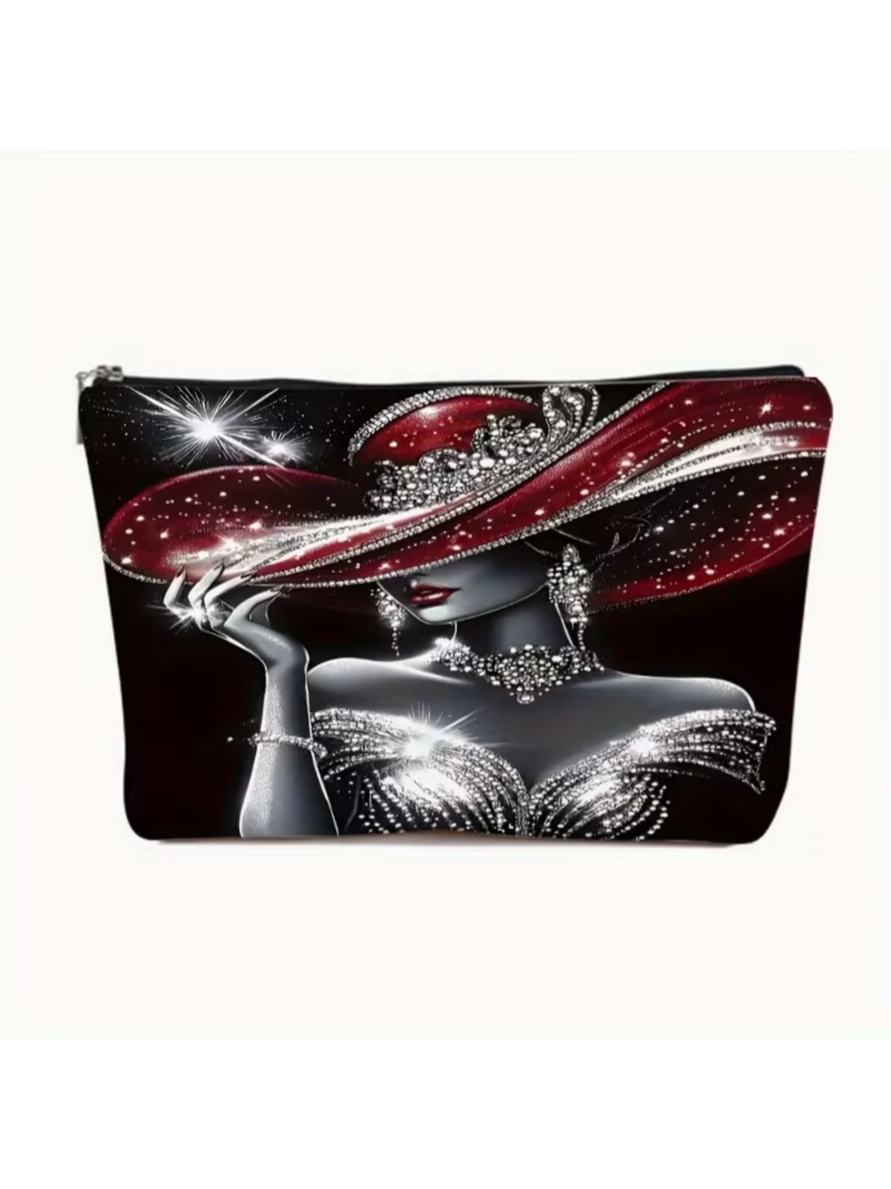 Glamorous Woman Makeup Bag Red Hat Elegant Cosmetic Organizer Travel Friendy New
